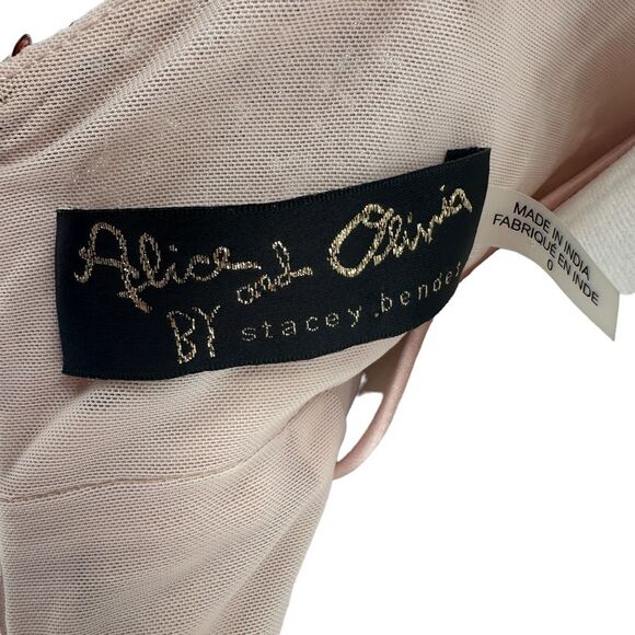 Alice + Olivia Diana Sequined Cowl Neck Slit Gown Antique Rose Pink Dress Size 0 - Picture 9 of 15